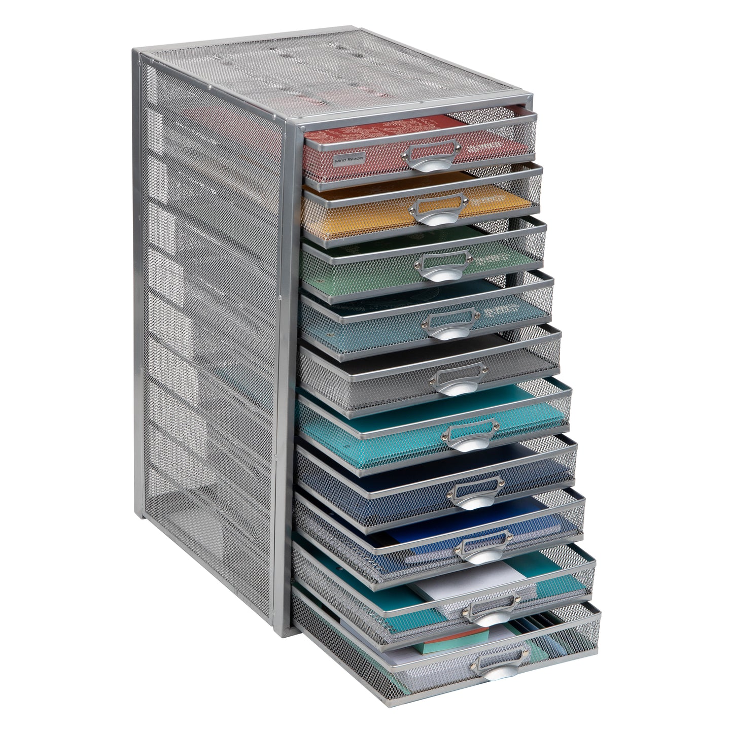 Mind Reader File Storage Drawers, Desk Organizer, Multi-Purpose, Crafts, Office, Metal Mesh, 10.75"L x 14"W x 21.25"H