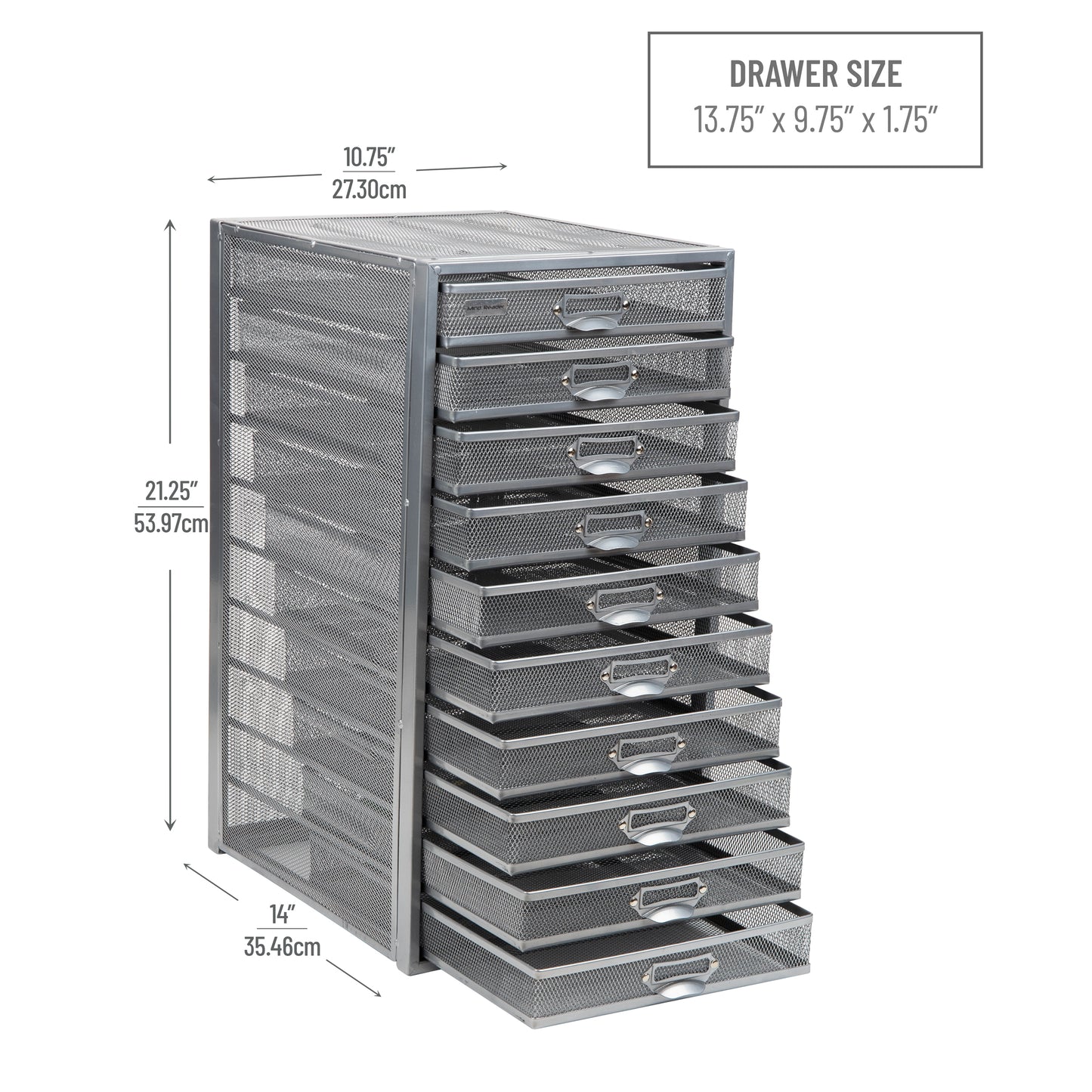 Mind Reader File Storage Drawers, Desk Organizer, Multi-Purpose, Crafts, Office, Metal Mesh, 10.75"L x 14"W x 21.25"H