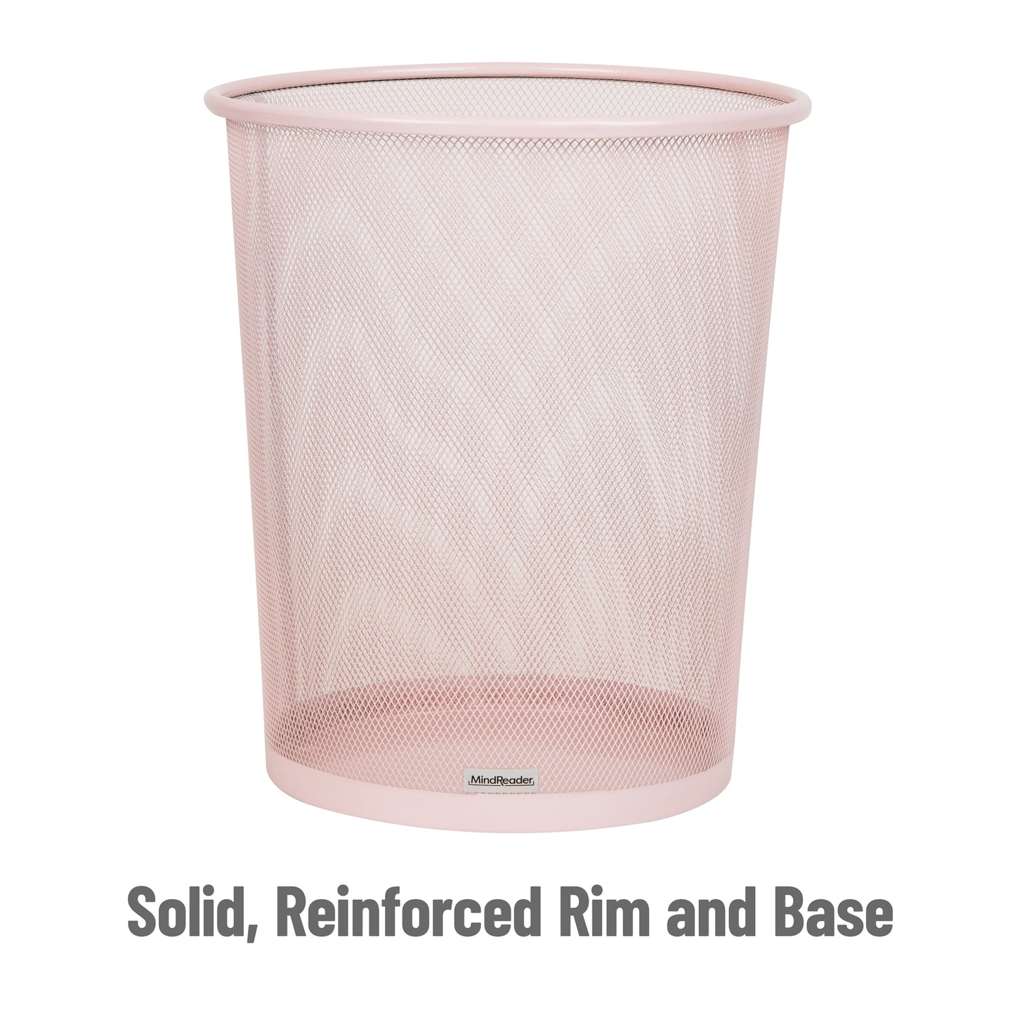 Mind Reader Mesh Trash Can, 16.65L (4.4 gal), Waste Paper Basket, Round, Office, Metal Mesh, 11.5"L x 11.5"W x 13.75"H