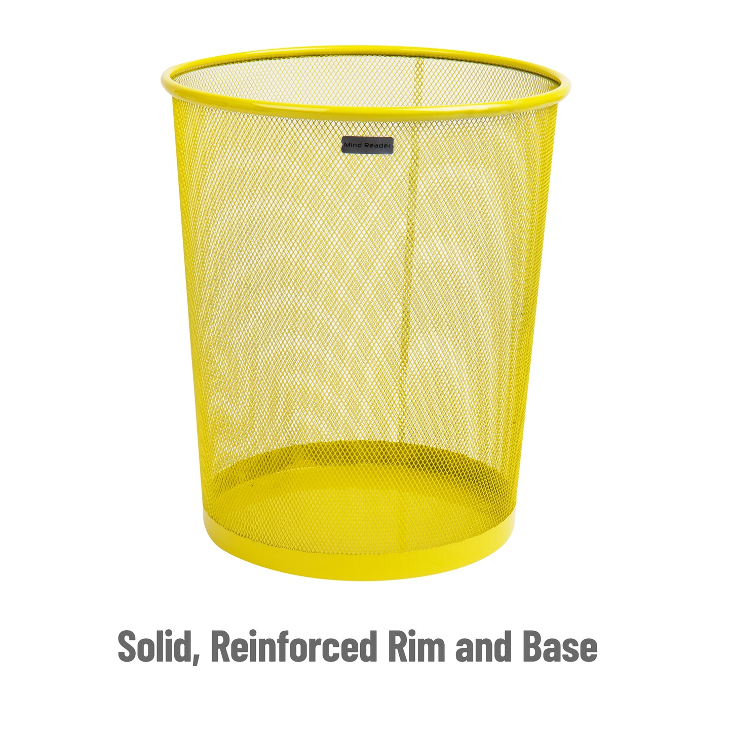 Mind Reader Mesh Trash Can, 16.65L (4.4 gal), Waste Paper Basket, Round, Office, Metal Mesh, 11.5"L x 11.5"W x 13.75"H