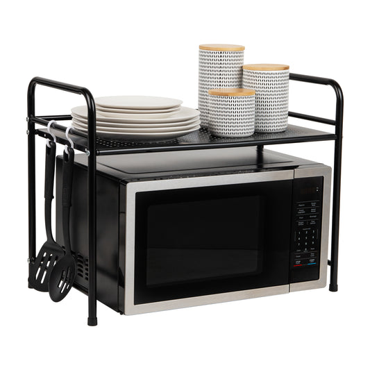 Mind Reader Kitchen Storage, Microwave Stand, Shelf Organizer, Rack Shelf, Kitchen, Metal, 23.5"L x 12.5"W x 18"H, Black