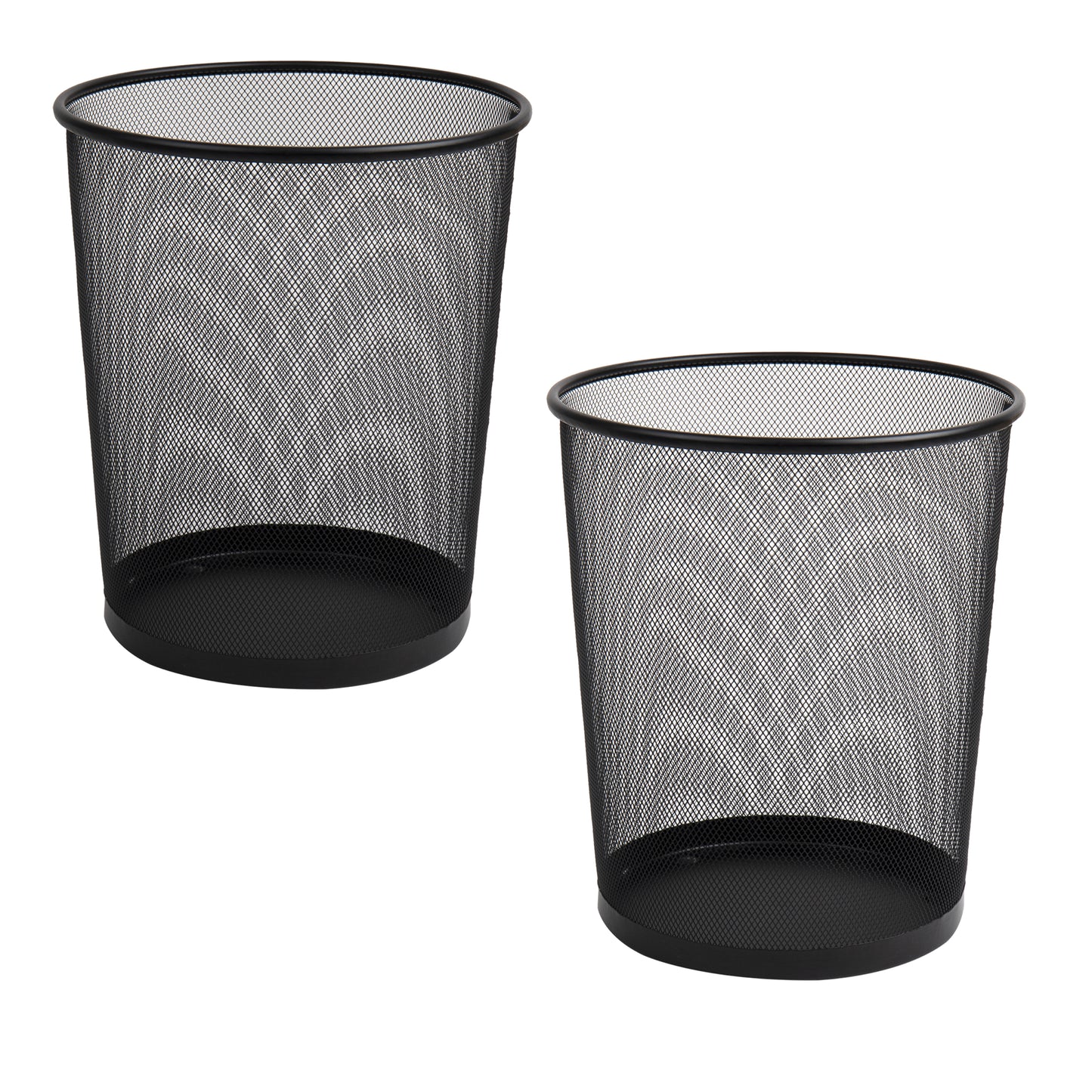 Mind Reader Mesh Trash Can, 16.65L (4.4 gal), Waste Paper Basket, Round, Office, Metal Mesh, 11.5"L x 11.5"W x 13.75"H, Set of 2, Black