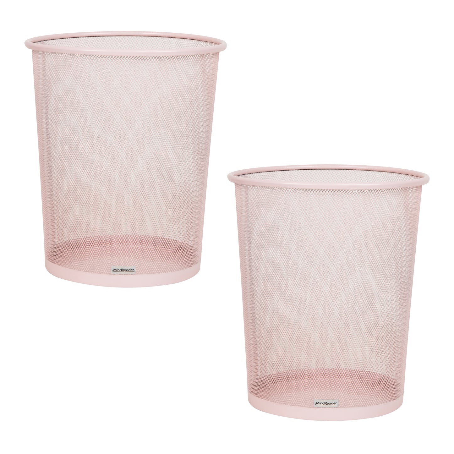 Mind Reader Mesh Trash Can, 16.65L (4.4 gal), Waste Paper Basket, Round, Office, Metal Mesh, 11.5"L x 11.5"W x 13.75"H, Set of 2, Black