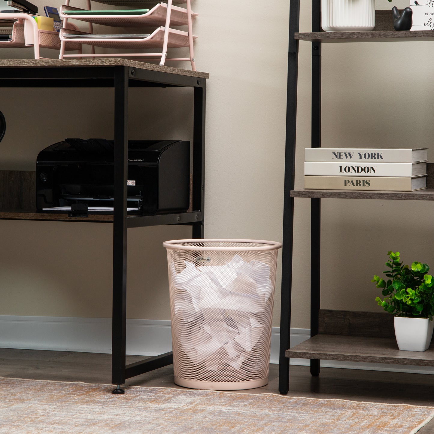 Mind Reader Mesh Trash Can, 16.65L (4.4 gal), Waste Paper Basket, Round, Office, Metal Mesh, 11.5"L x 11.5"W x 13.75"H, Set of 2, Black