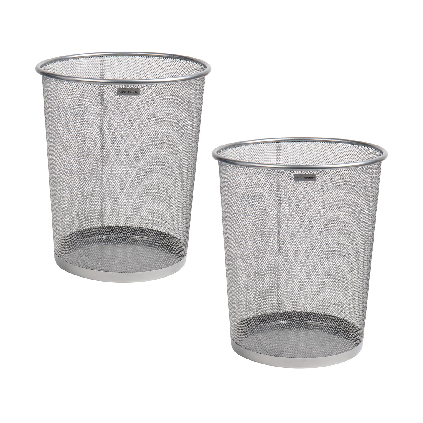 Mind Reader Mesh Trash Can, 16.65L (4.4 gal), Waste Paper Basket, Round, Office, Metal Mesh, 11.5"L x 11.5"W x 13.75"H, Set of 2, Black