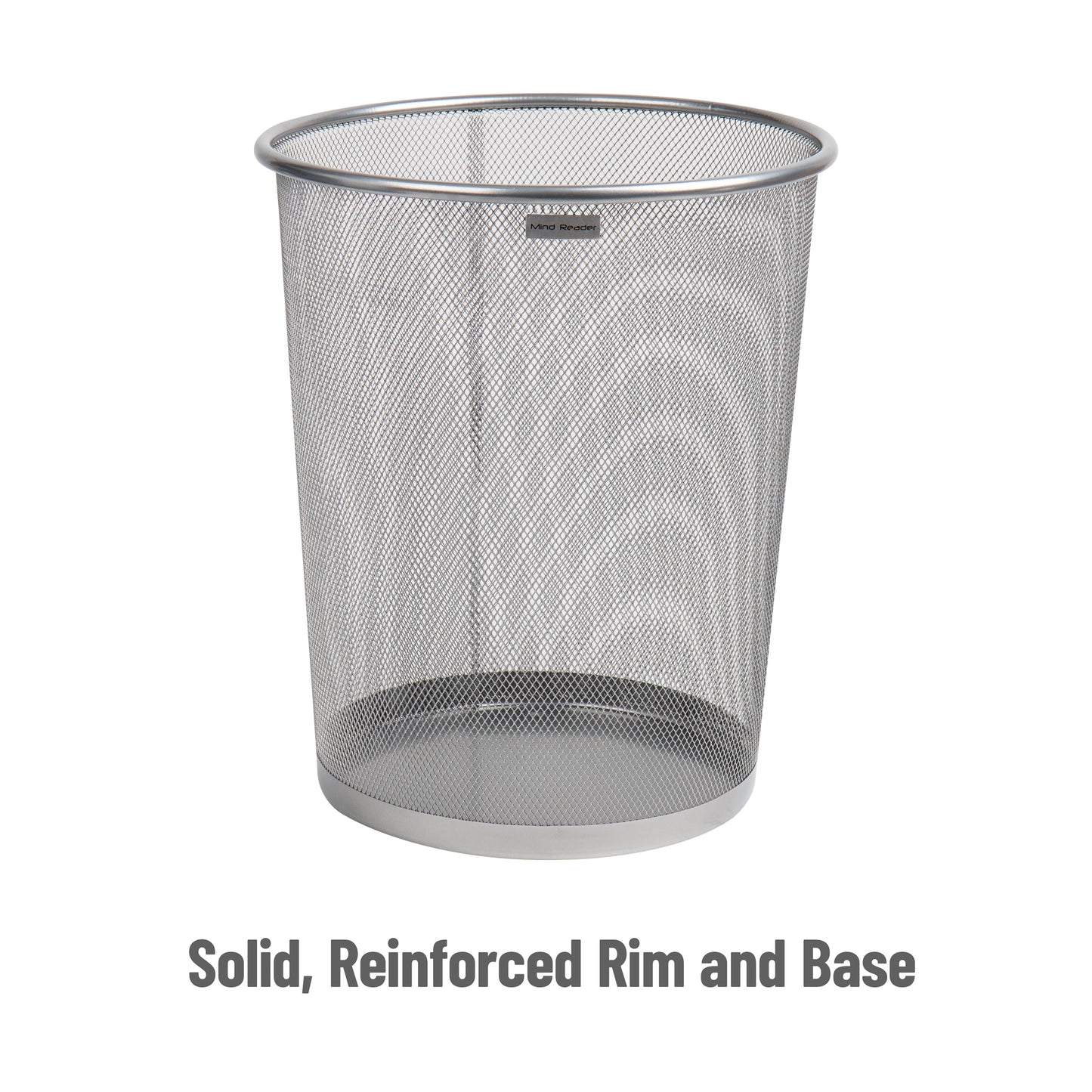 Mind Reader Mesh Trash Can, 16.65L (4.4 gal), Waste Paper Basket, Round, Office, Metal Mesh, 11.5"L x 11.5"W x 13.75"H, Set of 2, Black