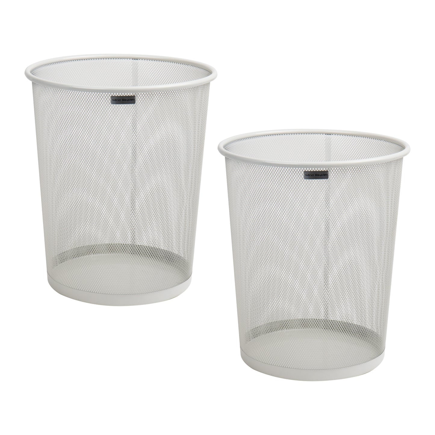 Mind Reader Mesh Trash Can, 16.65L (4.4 gal), Waste Paper Basket, Round, Office, Metal Mesh, 11.5"L x 11.5"W x 13.75"H, Set of 2, Black