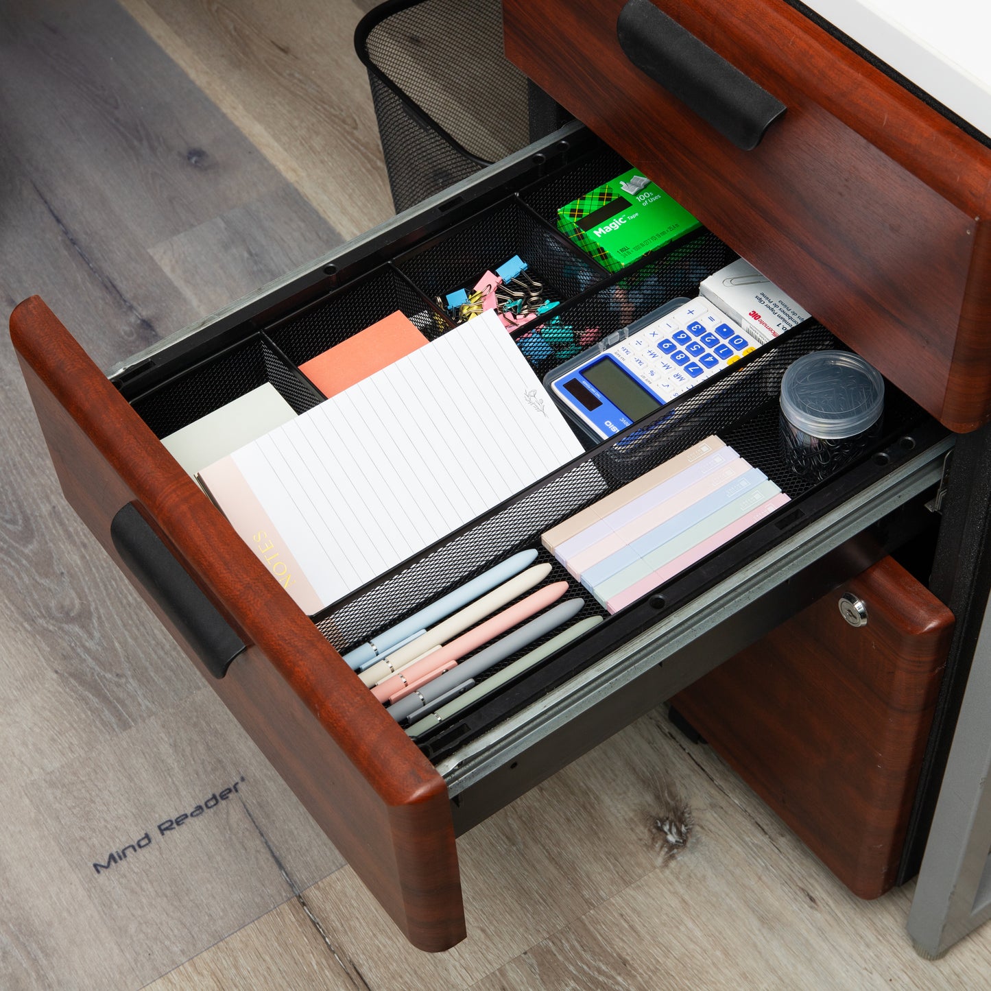 Mind Reader Drawer Organizer, Desk Org, Utensil Organizer, Office, Kitchen, Metal Mesh, 15"L x 12"W x 2.25"H, Set of 2