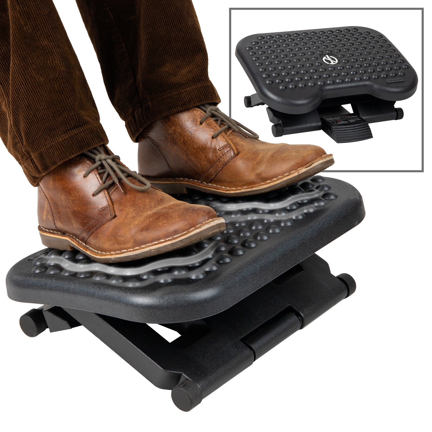 Mind Reader Foot Rest, Under Desk at Work, Ergonomic, Height Adjustable, Office, Plastic, 17"L x 13"W x 6.25"H
