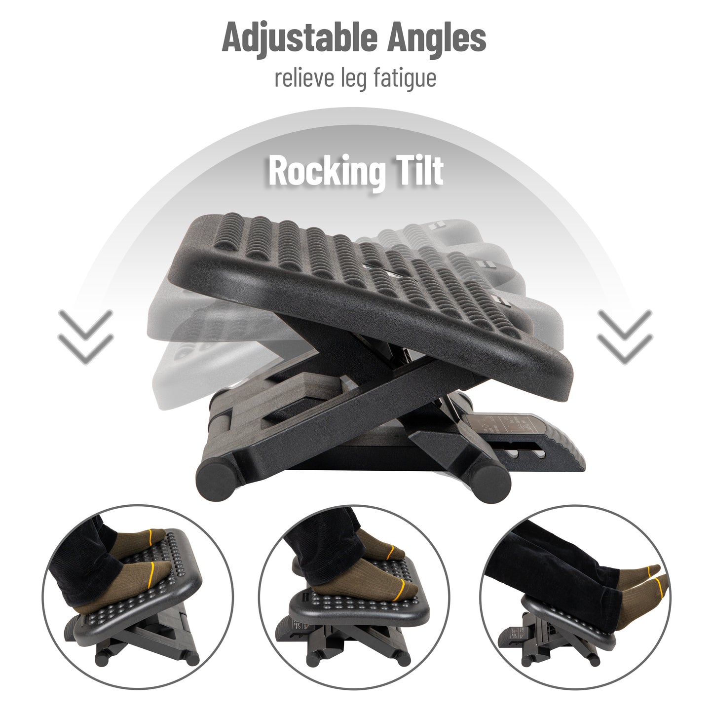 Mind Reader Foot Rest, Under Desk at Work, Ergonomic, Height Adjustable, Office, Plastic, 17"L x 13"W x 6.25"H