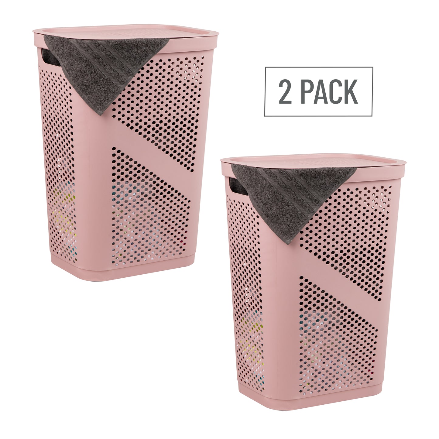 Mind Reader 60L Slim Laundry Hamper, Clothes Basket, Lid, Ventilated, Plastic, 17.25"L x 13.75"W x 23.5"H