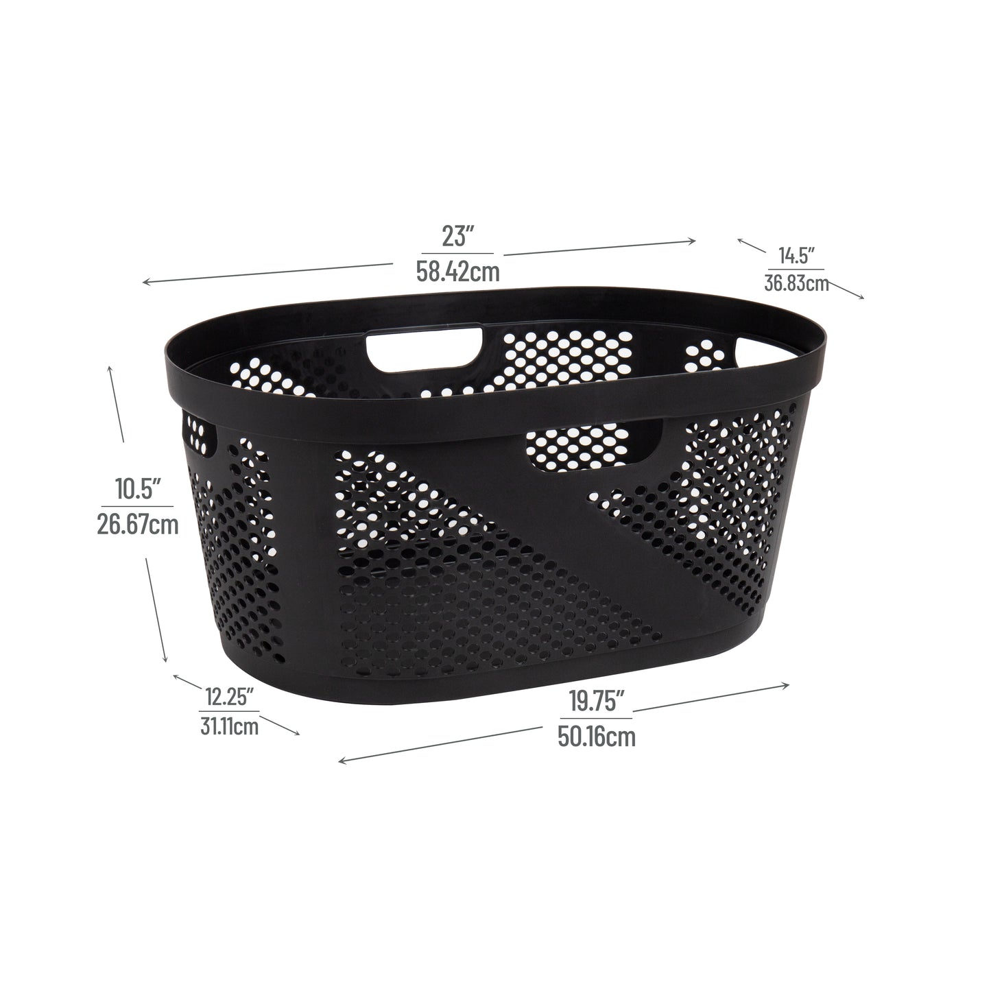 Mind Reader 40L Laundry Basket, Clothes Hamper, Ventilated, Plastic, 23"L x 14.5"W x 10.5"H