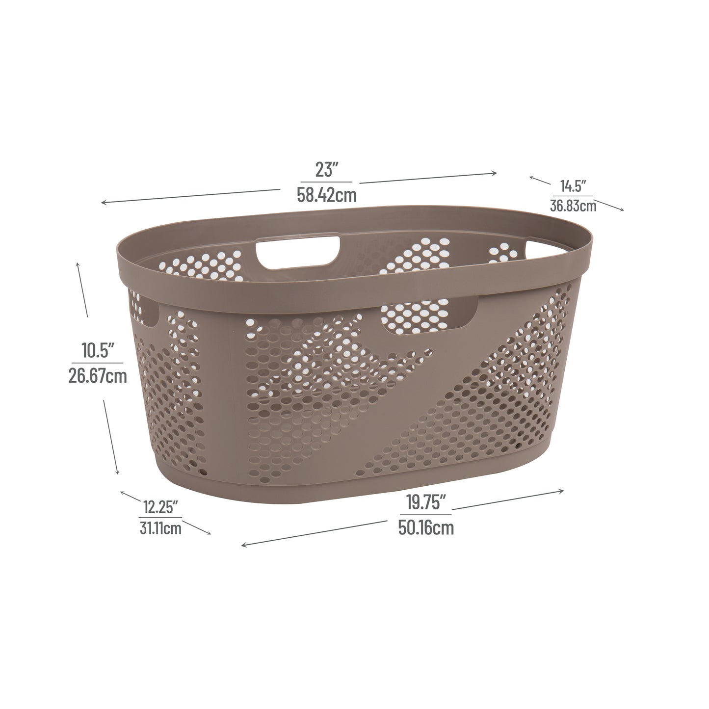 Mind Reader 40L Laundry Basket, Clothes Hamper, Ventilated, Plastic, 23"L x 14.5"W x 10.5"H