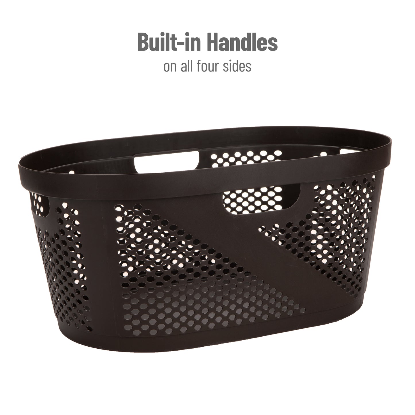Mind Reader 40L Laundry Basket, Clothes Hamper, Ventilated, Plastic, 23"L x 14.5"W x 10.5"H