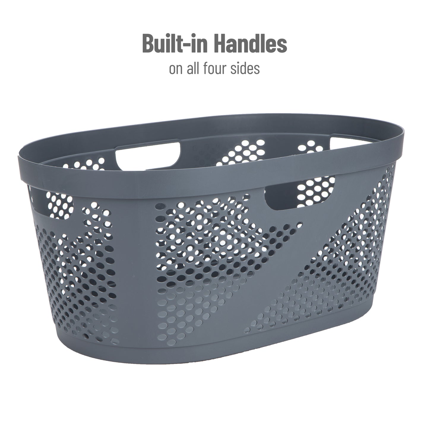 Mind Reader 40L Laundry Basket, Clothes Hamper, Ventilated, Plastic, 23"L x 14.5"W x 10.5"H