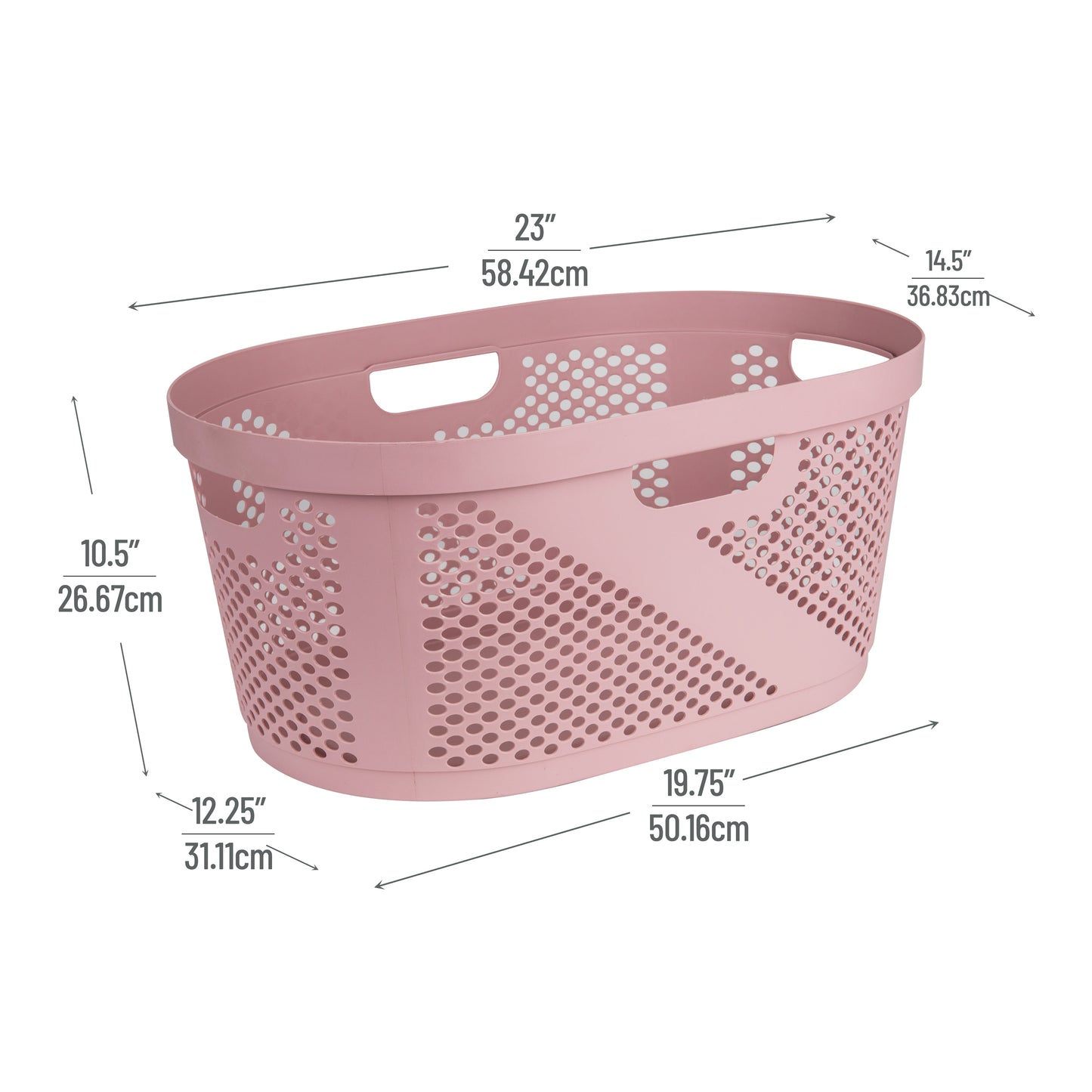 Mind Reader 40L Laundry Basket, Clothes Hamper, Ventilated, Plastic, 23"L x 14.5"W x 10.5"H
