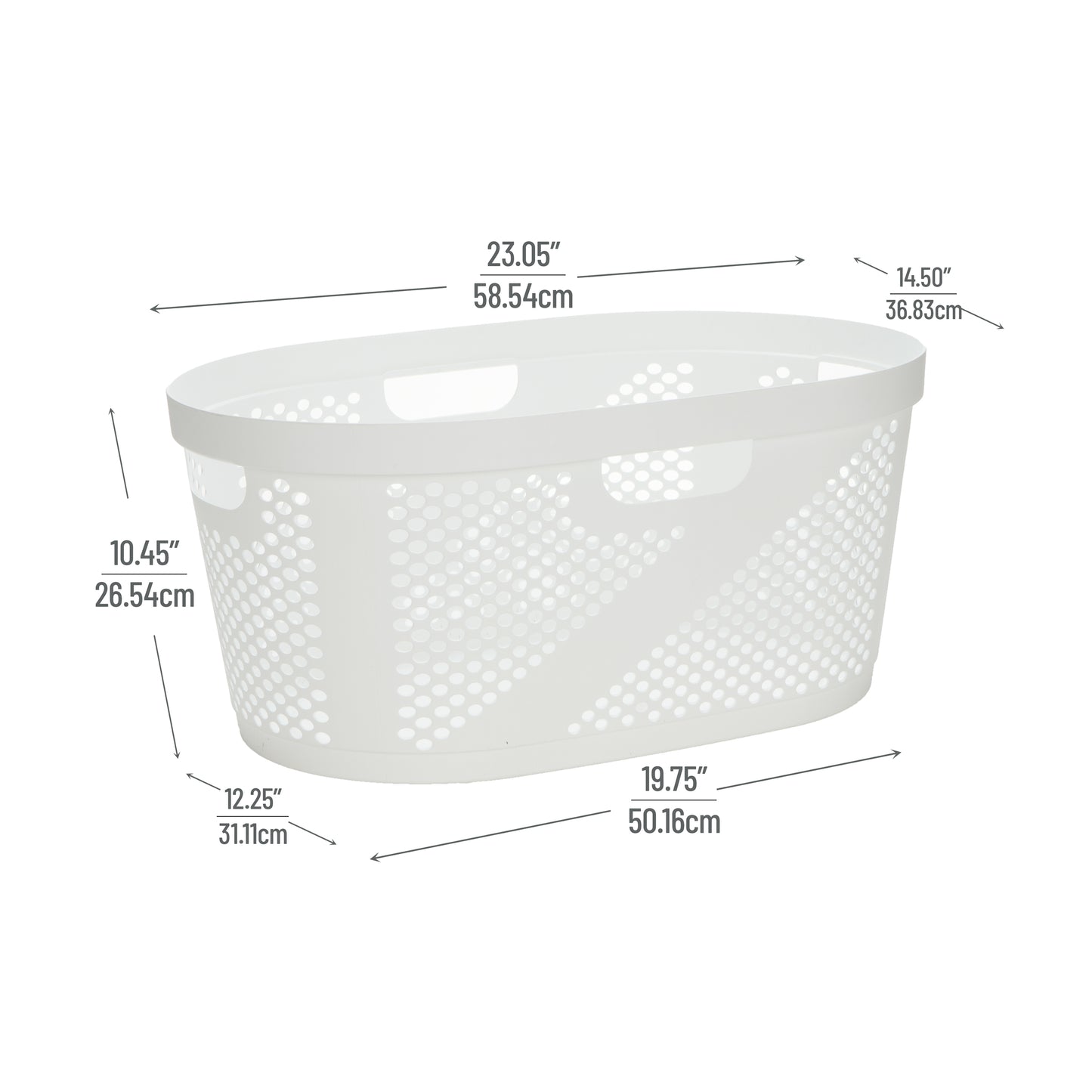Mind Reader 40L Laundry Basket, Clothes Hamper, Ventilated, Plastic, 23"L x 14.5"W x 10.5"H