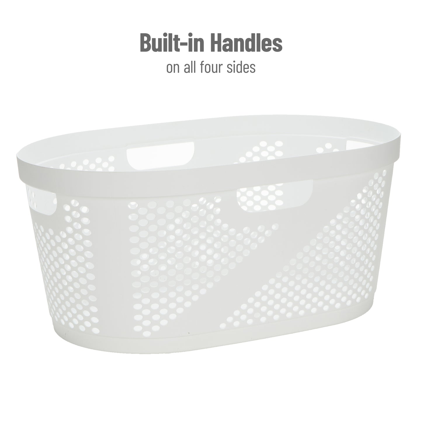 Mind Reader 40L Laundry Basket, Clothes Hamper, Ventilated, Plastic, 23"L x 14.5"W x 10.5"H