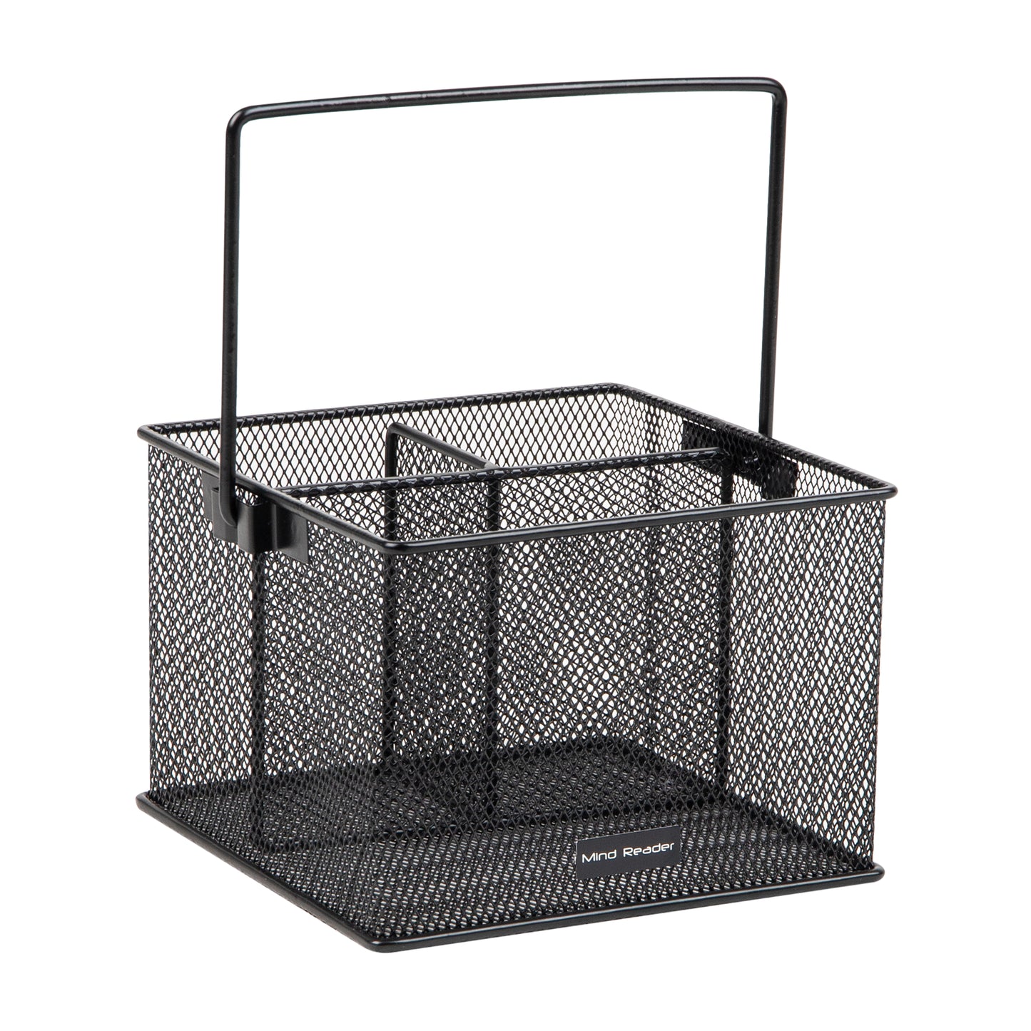 Mind Reader Multi-purpose Storage Caddy, Desktop Organizer, Cutlery Holder, Metal Mesh, Set of 2, Black
