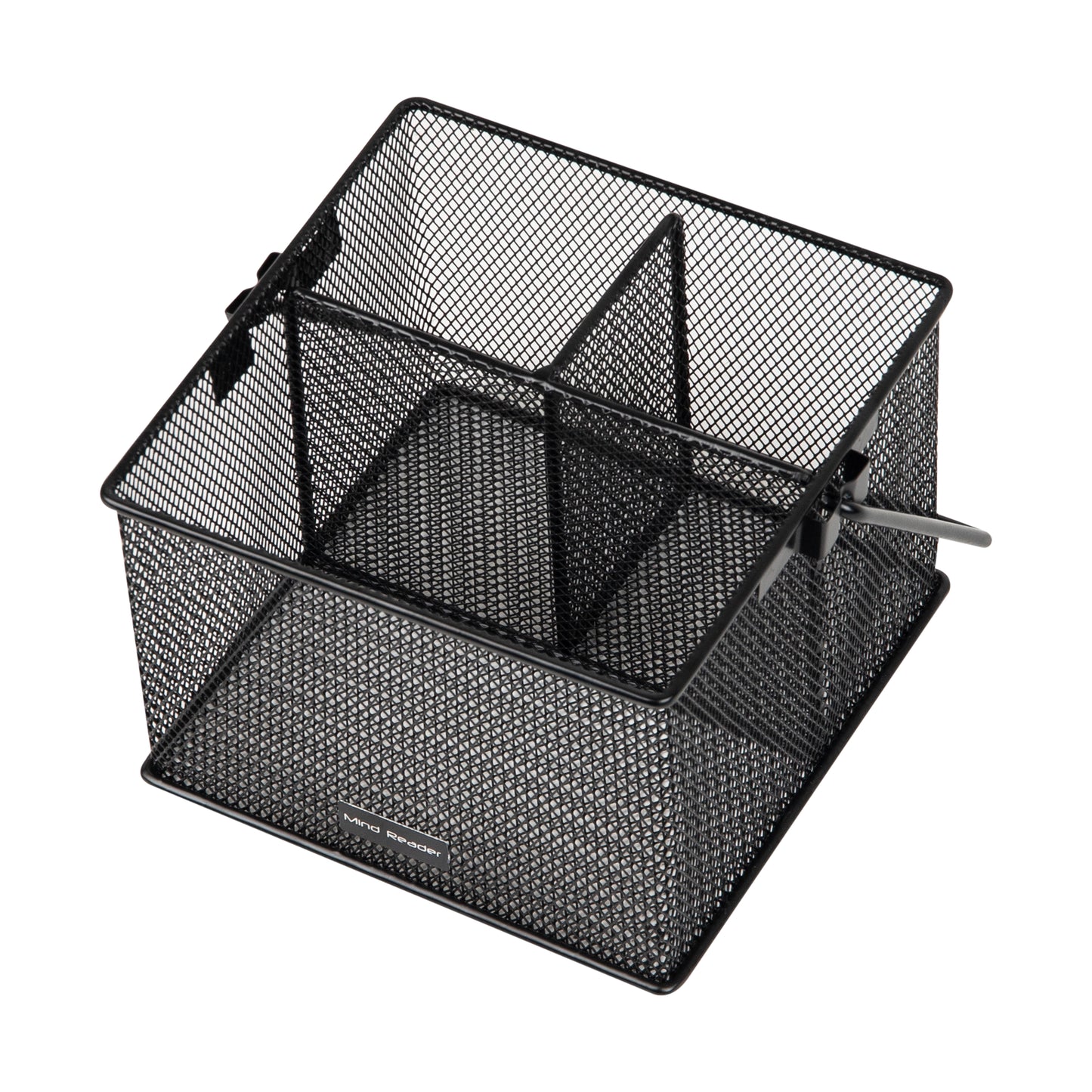 Mind Reader Multi-purpose Storage Caddy, Desktop Organizer, Cutlery Holder, Metal Mesh, Set of 2, Black