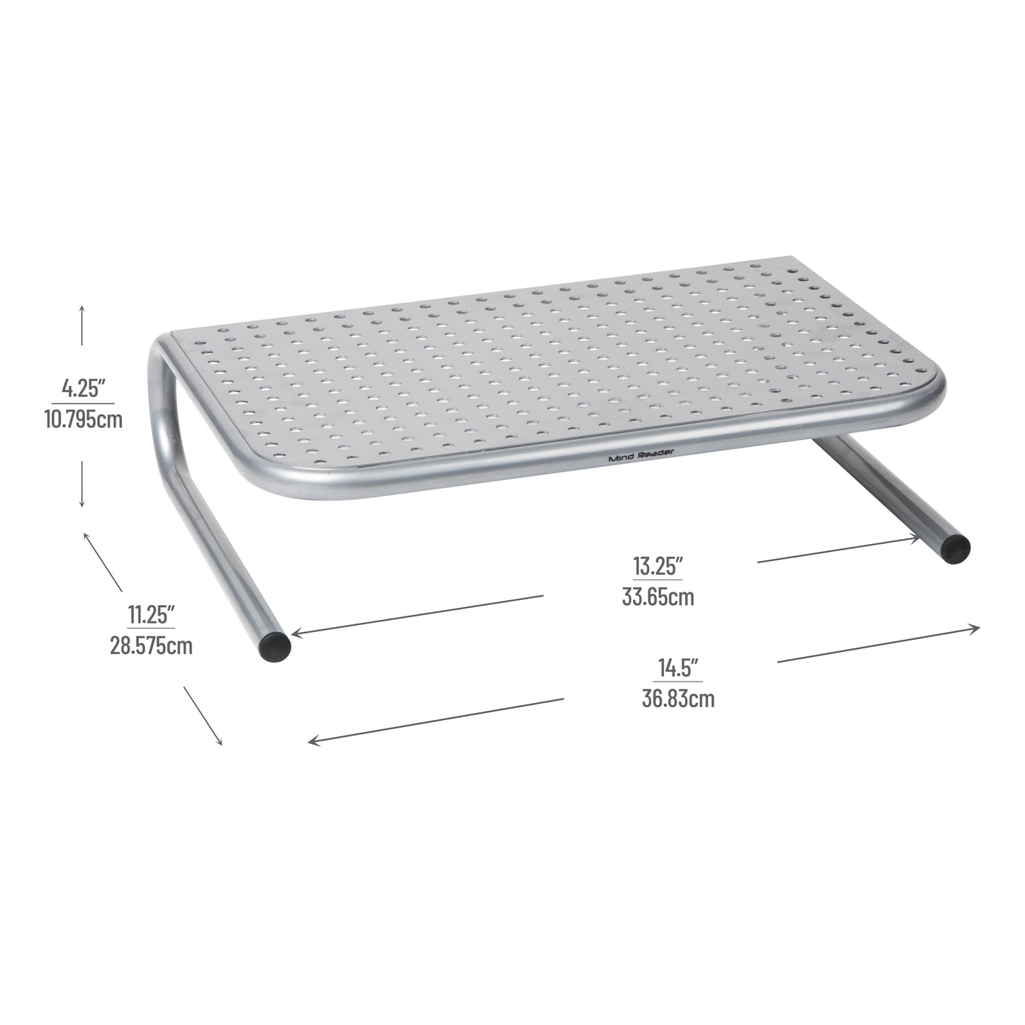 Mind Reader Monitor Stand, Ventilated Laptop Riser, Desktop Organizer, Metal, 14.5"L x 11.25"W x 4.25"H