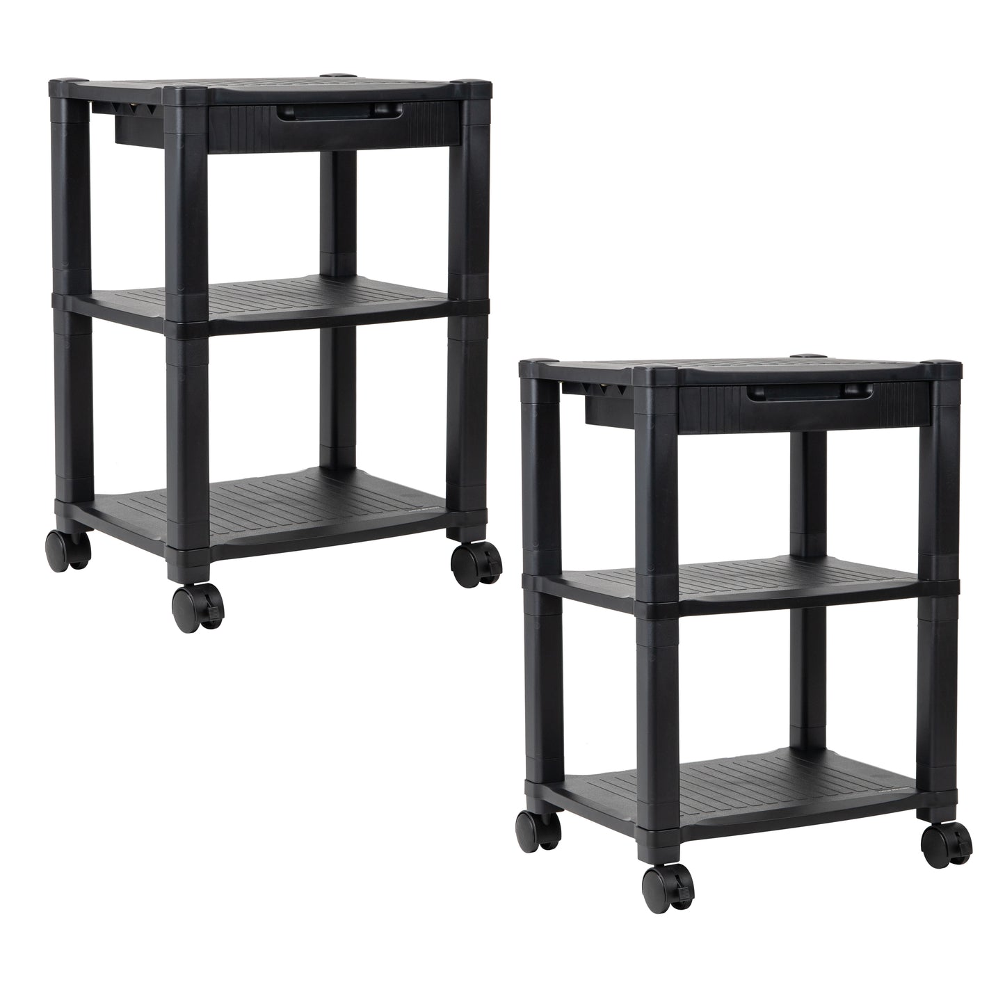 Mind Reader Anchor Collection, Mobile Printer Cart with 3-Tiers, Storage Drawer and Lockable Wheels, 75lb. Capacity, Black