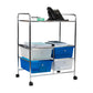 Mind Reader Rolling Cart with Drawers, Utility Cart, Craft Storage, Kitchen, Metal, 24.25"L x 15"W x 32"H, Blue, Silver