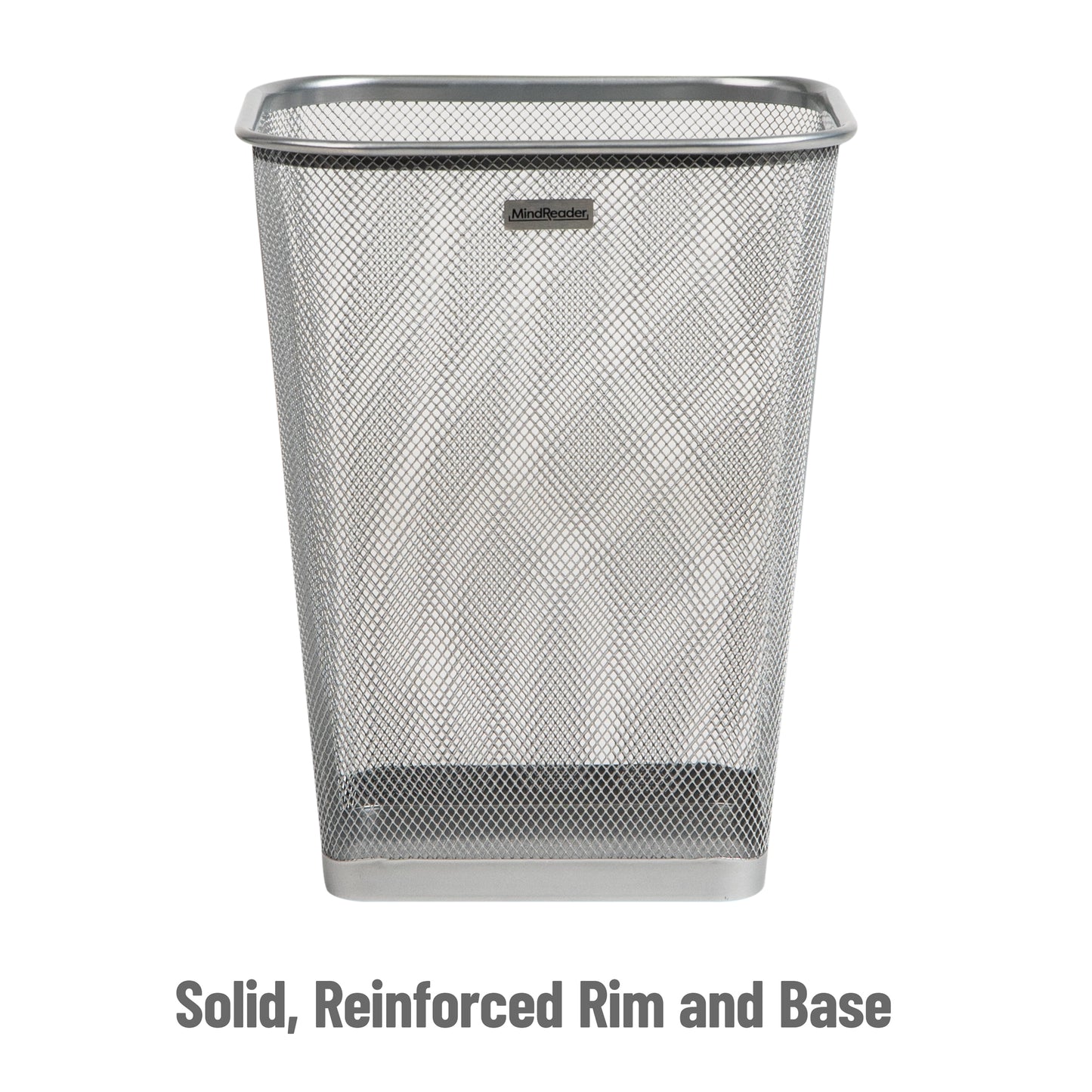 Mind Reader Mesh Trash Can, Waste Paper Basket, Square, Office, Metal Mesh, 9.75"L x 9.75"W x 12.25"H, Set of 2, Black