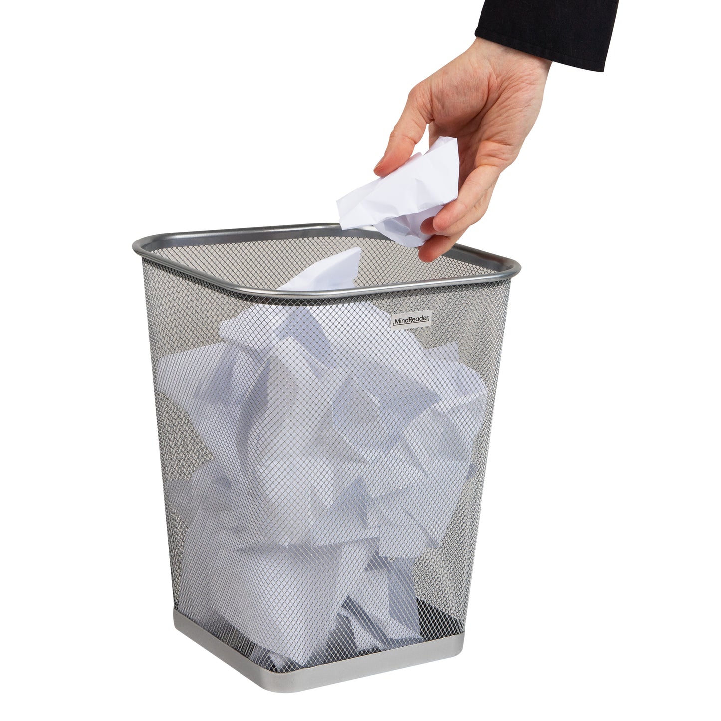 Mind Reader Mesh Trash Can, Waste Paper Basket, Square, Office, Metal Mesh, 9.75"L x 9.75"W x 12.25"H, Set of 2, Black