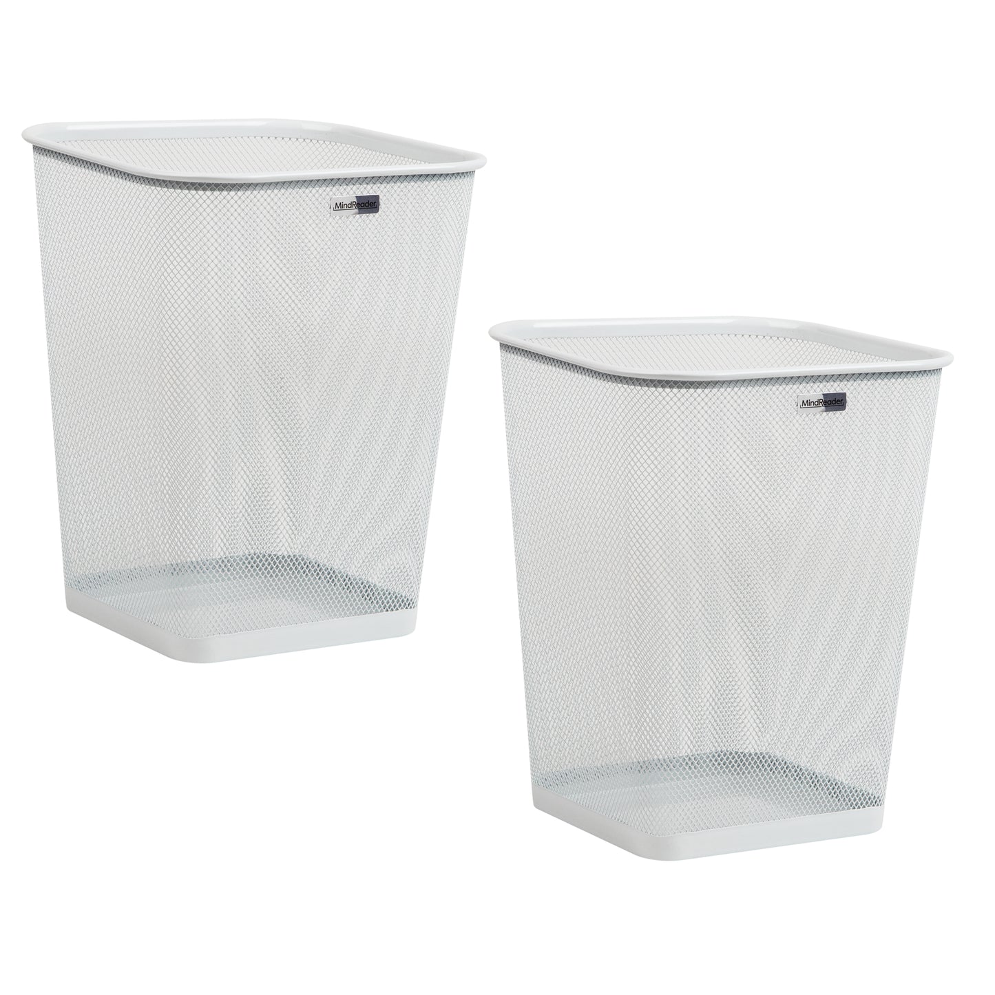 Mind Reader Mesh Trash Can, Waste Paper Basket, Square, Office, Metal Mesh, 9.75"L x 9.75"W x 12.25"H, Set of 2, Black