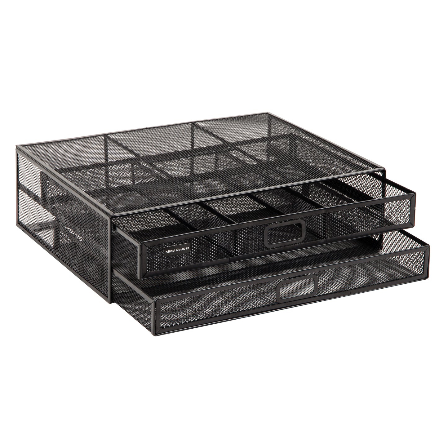 Mind Reader Monitor Stand, Ventilated Laptop Riser, Storage Drawer, Office, Metal Mesh, 15.75"L x 12"W x 4.5"H