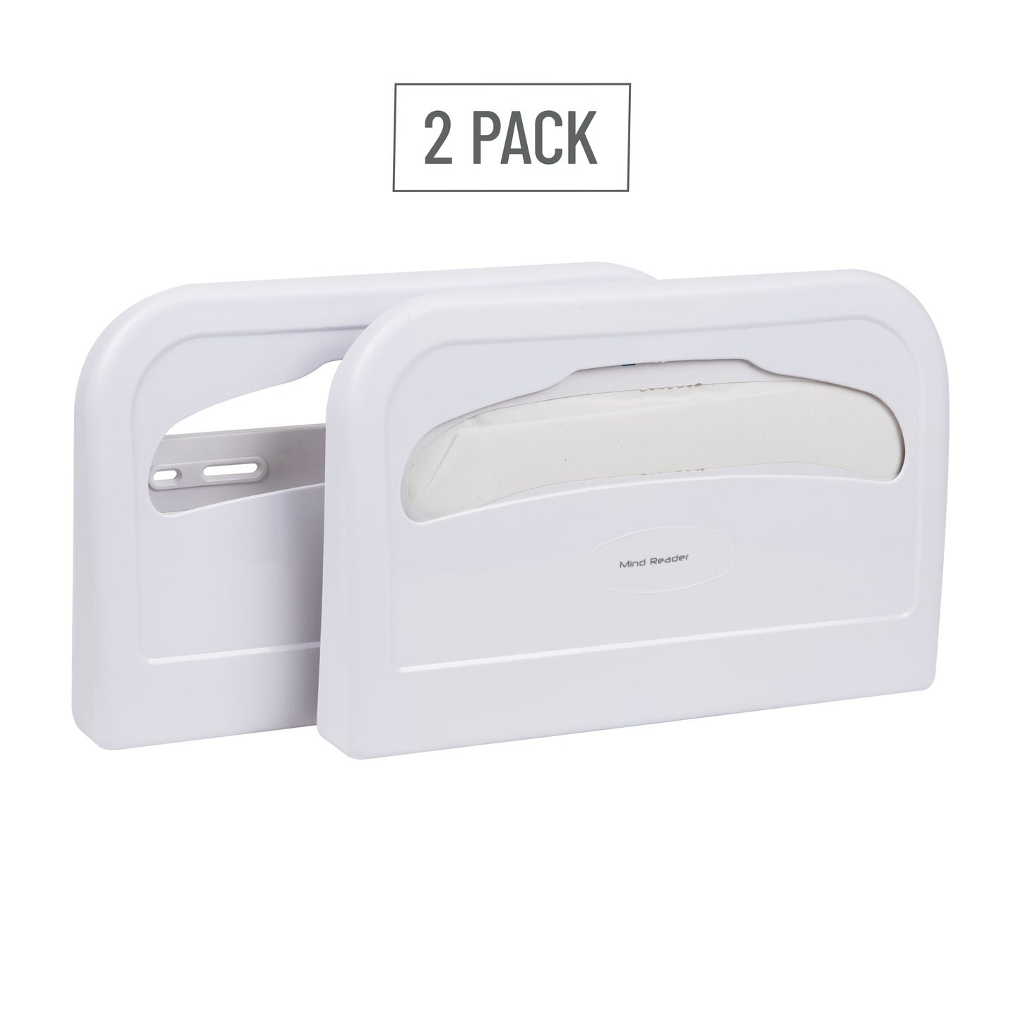 Mind Reader Toilet Cover Dispenser, Disposable Paper Set Protectors, Wall Mounted, Restroom, Set of 2, 16.5"L x 11.25"W x 2"H, White