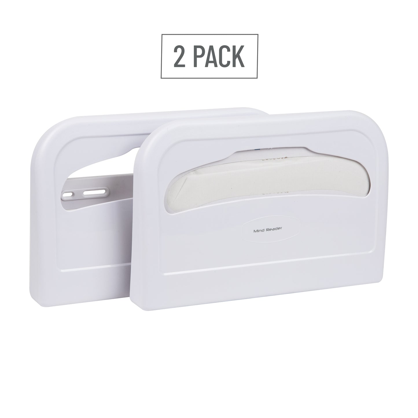 Mind Reader Toilet Seat Cover Dispenser, Set of 2, Wall Mount, Restroom, Bathroom, Plastic, 16.5"L x 11.25"W x 2"H, White