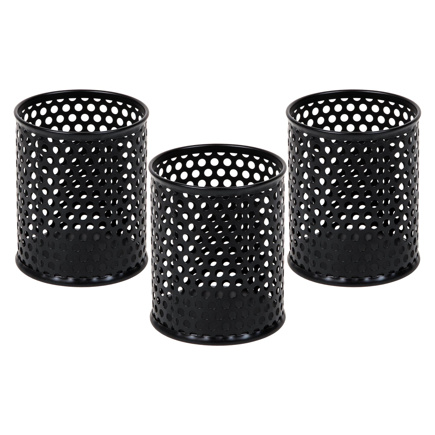 Mind Reader Metal Pen Cups, Mesh Pencil Holders, Desktop Organizer Set, Metal, Set of 3, Black