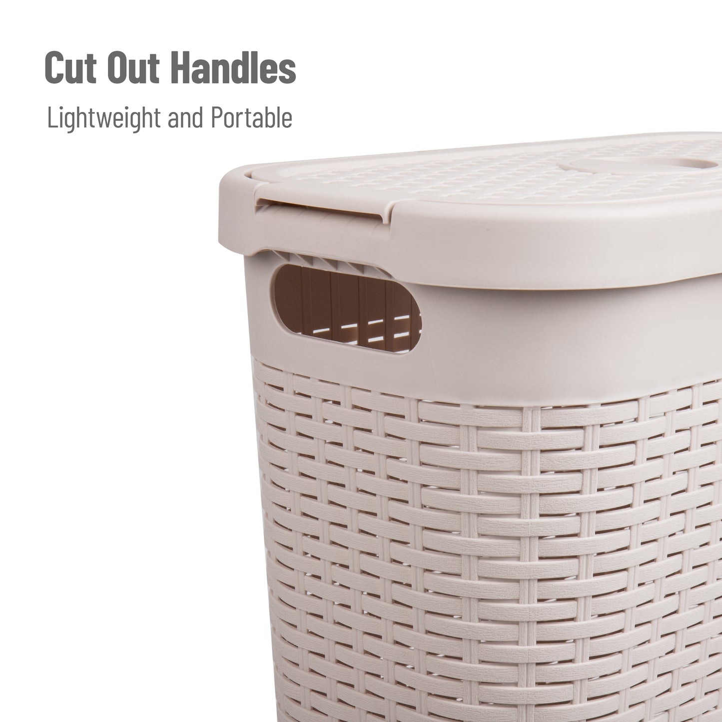 Mind Reader Slim Laundry Hamper with Lid, 40L Clothes Basket, Premium Wicker Design, Plastic
