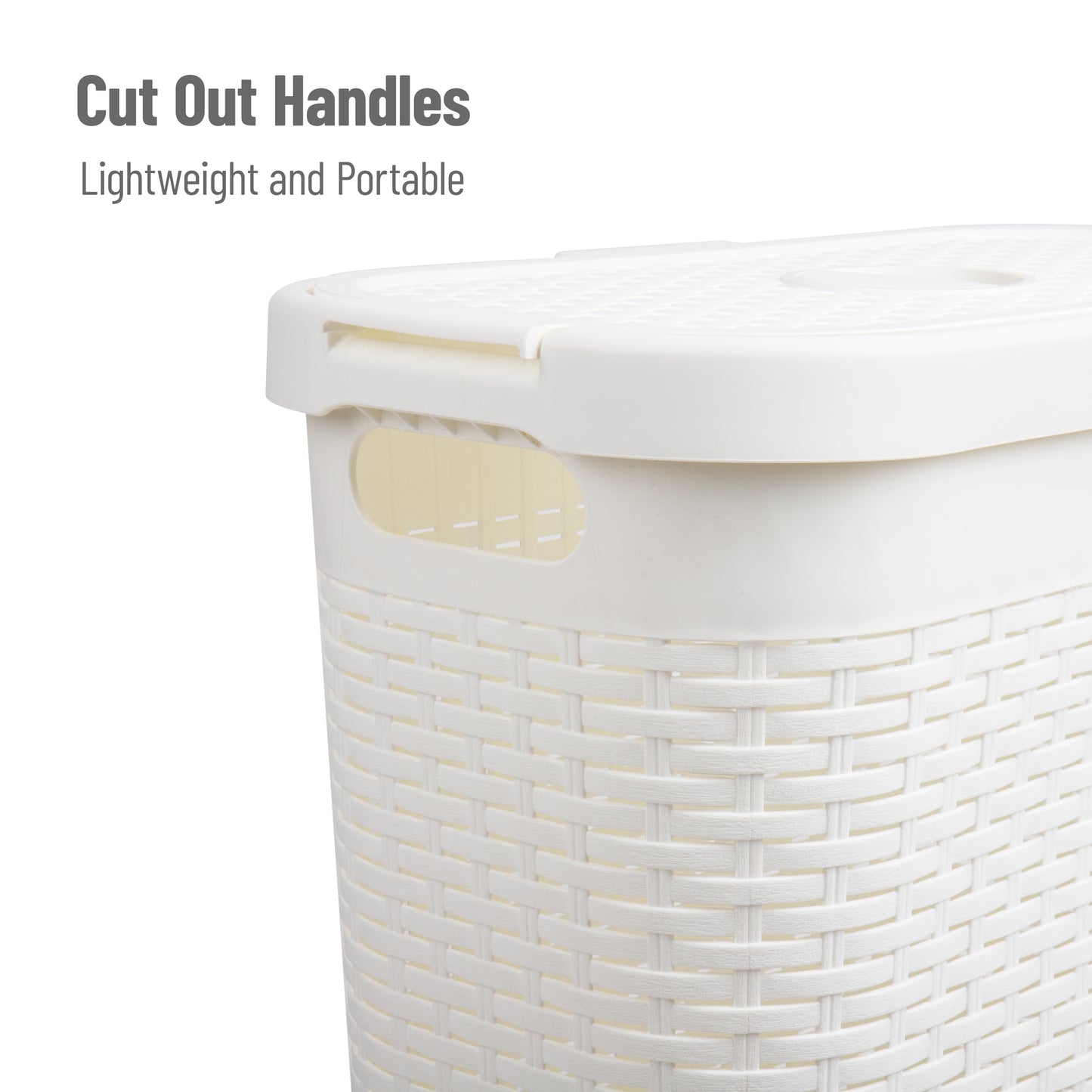 Mind Reader Slim Laundry Hamper with Lid, 40L Clothes Basket, Premium Wicker Design, Plastic