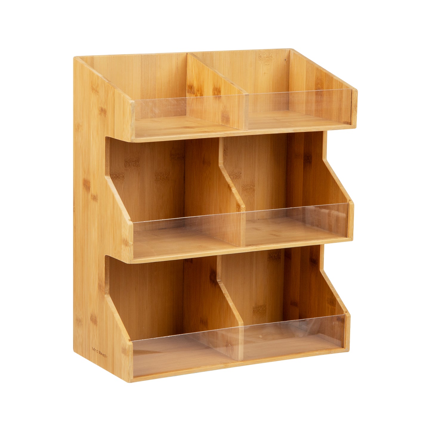 Mind Reader Bali Collection, 6-Compartment, 3-Tier Bamboo Condiment Storage, Countertop Organizer, Brown