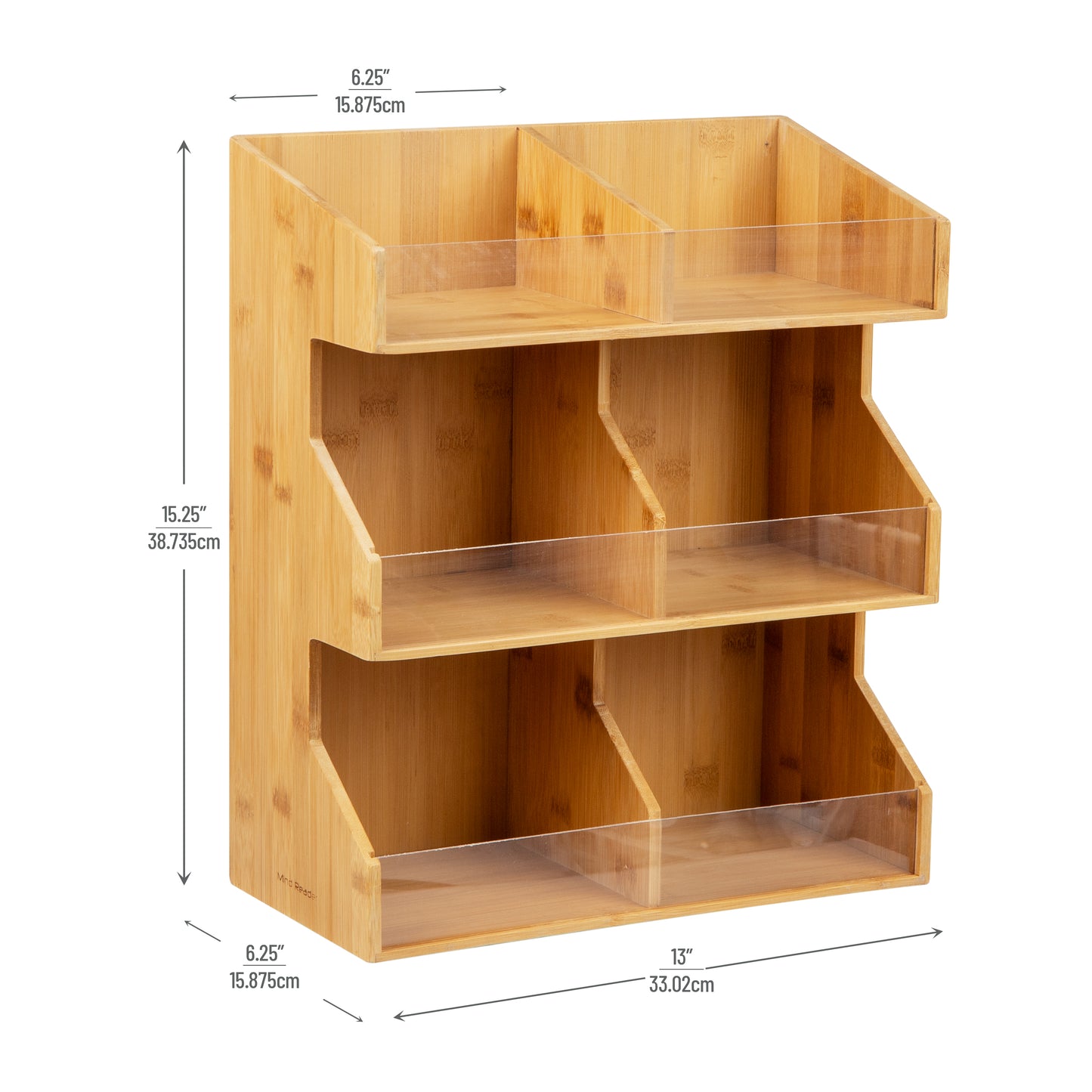 Mind Reader Bali Collection, 6-Compartment, 3-Tier Bamboo Condiment Storage, Countertop Organizer, Brown