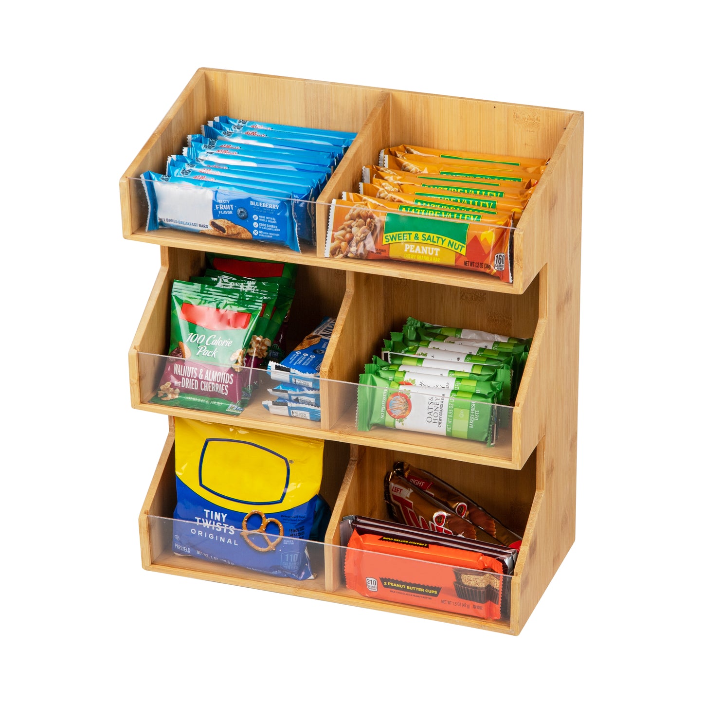 Mind Reader Bali Collection, 6-Compartment, 3-Tier Bamboo Condiment Storage, Countertop Organizer, Brown