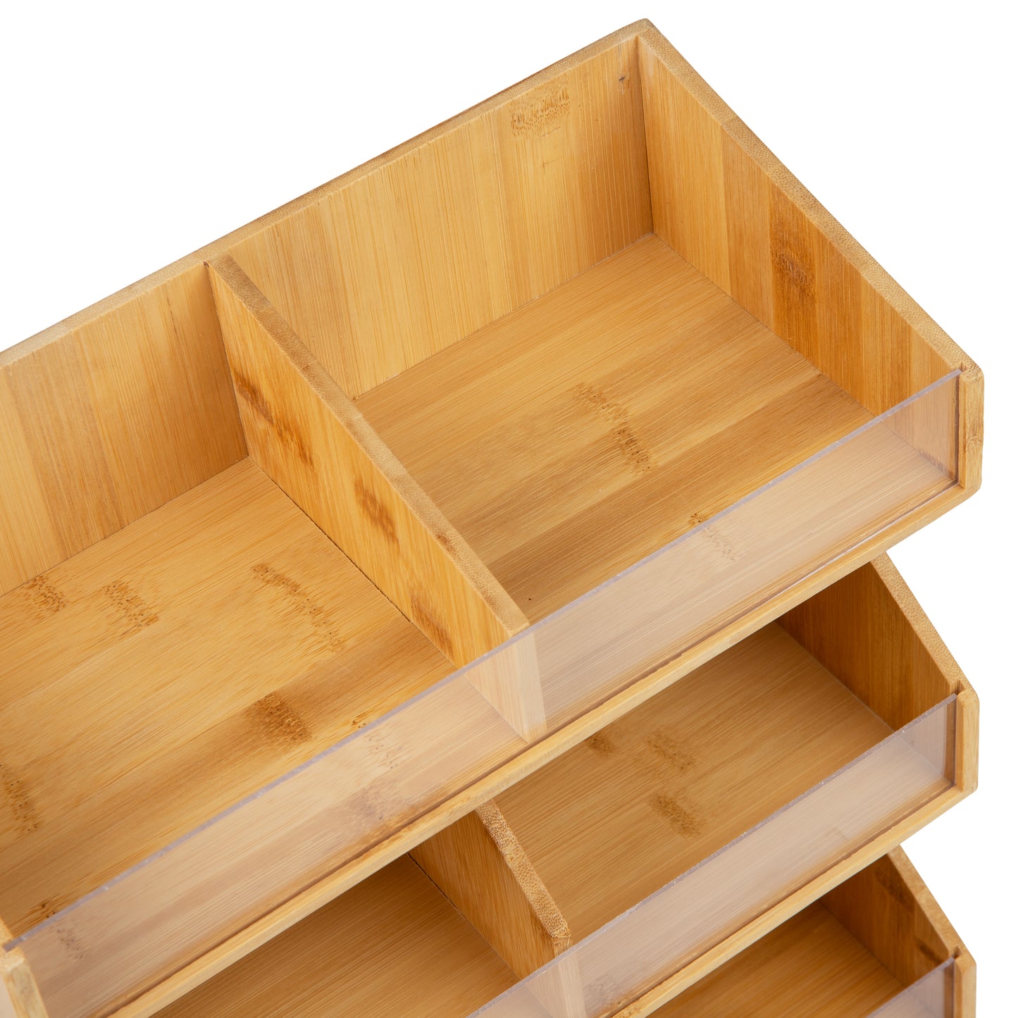 Mind Reader Bali Collection, 6-Compartment, 3-Tier Bamboo Condiment Storage, Countertop Organizer, Brown