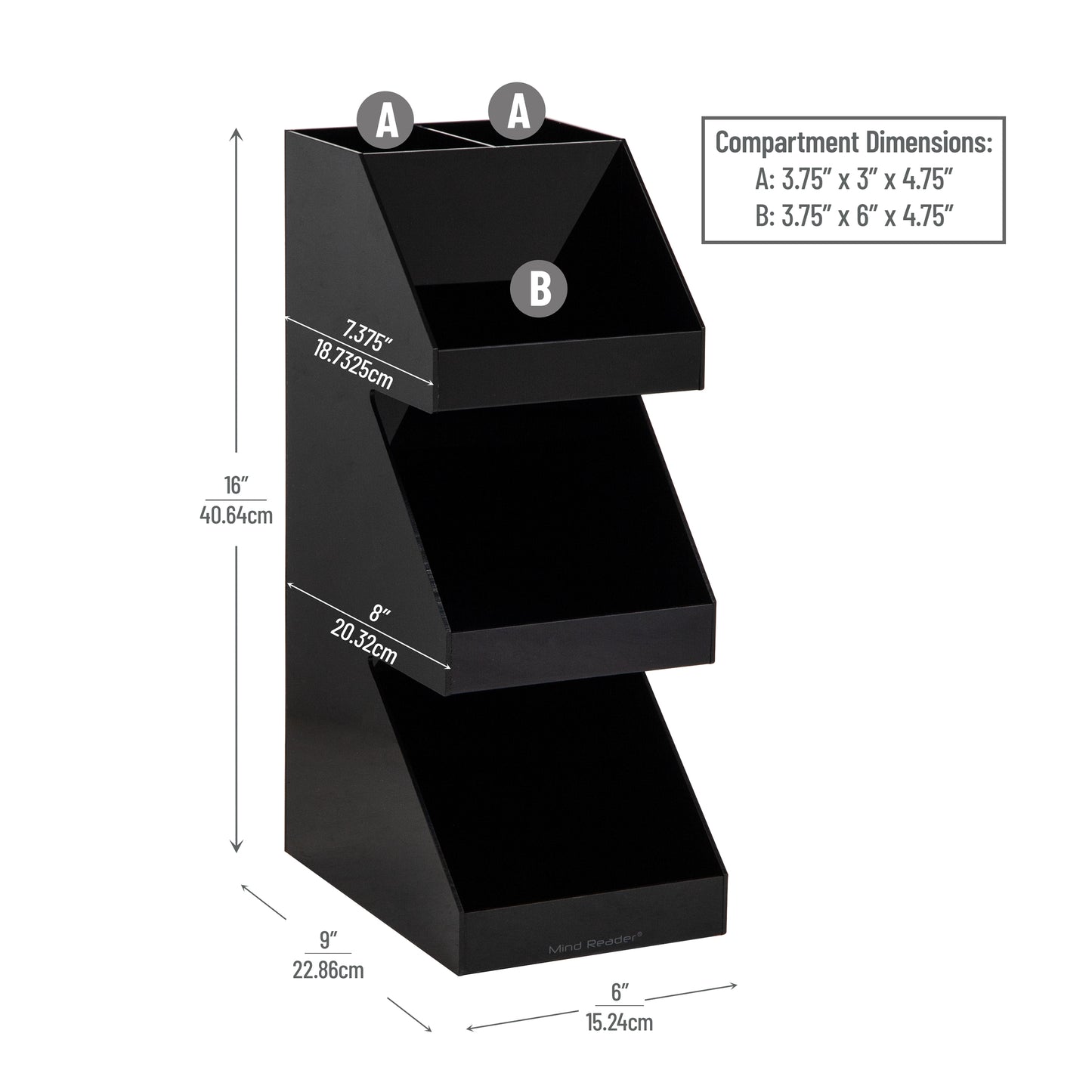 Mind Reader Coffee, Tea and Condiment Station, Countertop Organizer, Coffee Bar, Kitchen, 6"L x 9"W x 16"H