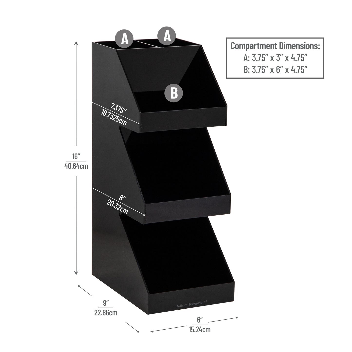 Mind Reader Coffee Tea Utensil and Condiment Station, Countertop Organizer, Coffee Bar, Kitchen, 6"L x 9"W x 16"H