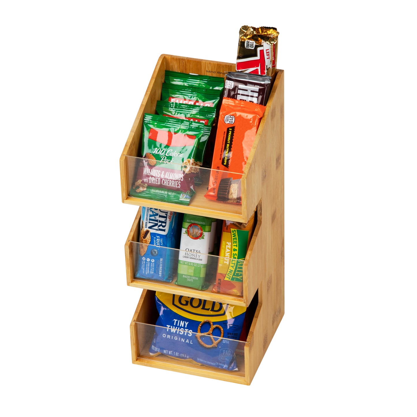 Mind Reader Bali Collection, 3-Compartment, 3-Tier Bamboo Condiment Storage, Countertop Organizer, 6.5"L x 6.5"W x 15"H, Brown