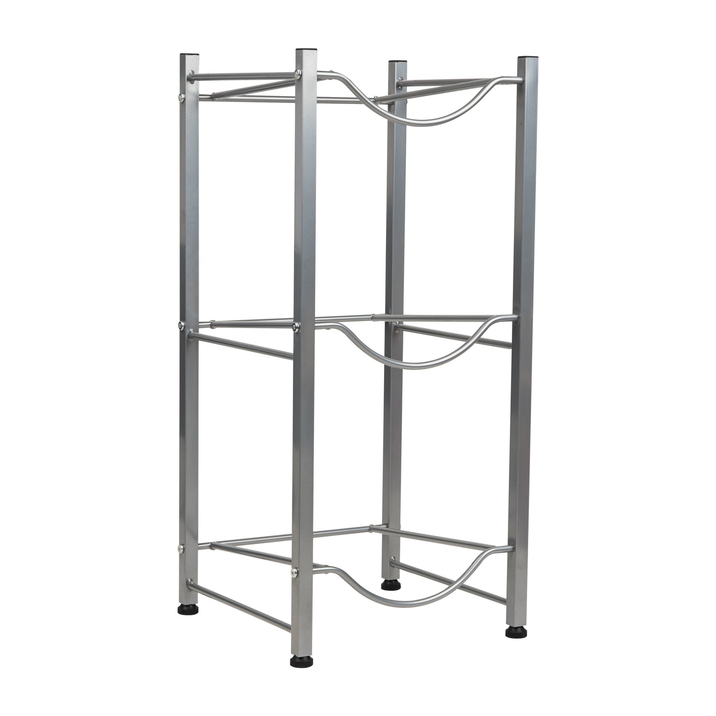 Mind Reader Water Jug Stand, Holds three or five 5 Gallon Jugs, Water Cooler, Rack, Metal, 13.5"L x 13.5"W, Silver