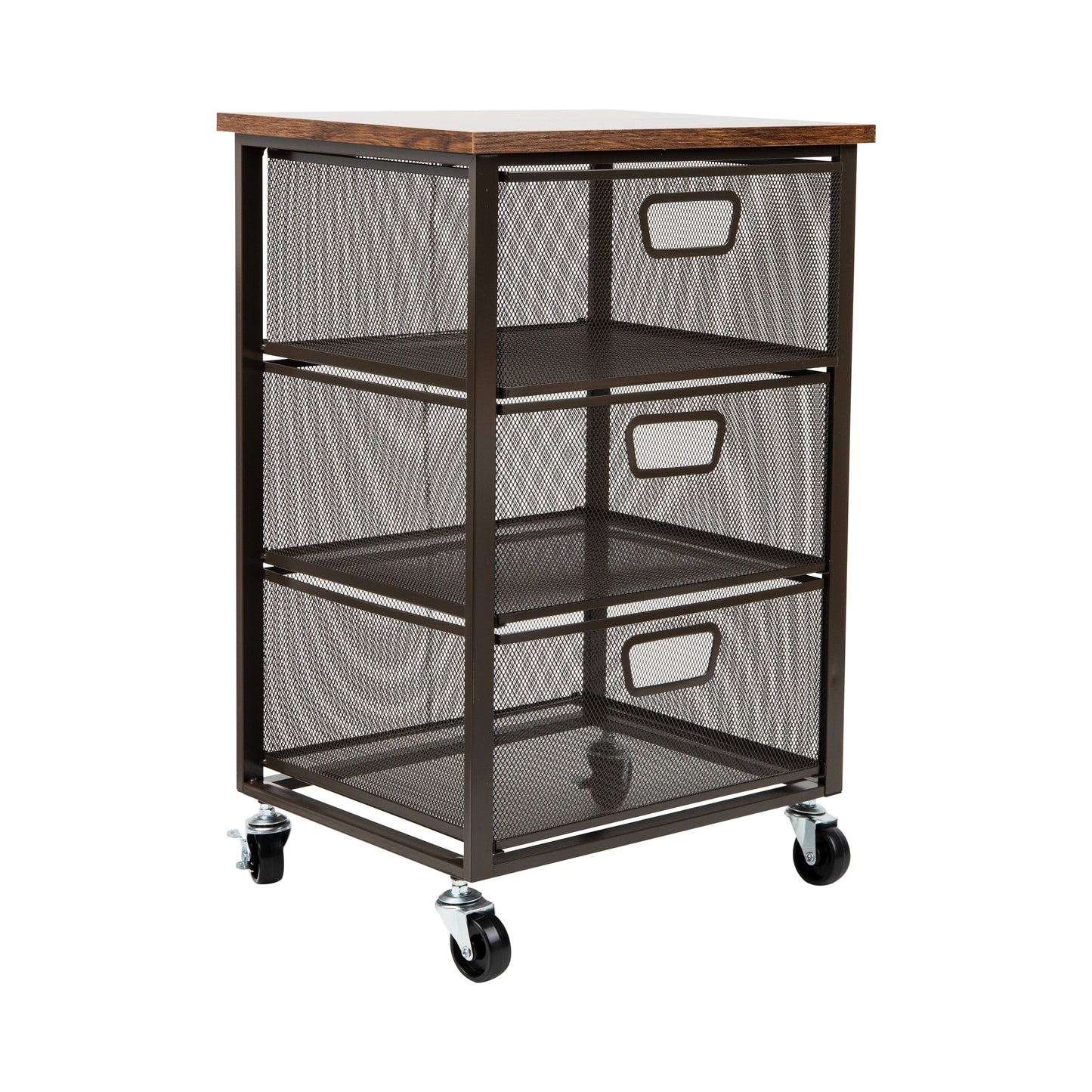 Mind Reader Cart with Drawers, Laundry Organizer, Storage, Bathroom, Kitchen, Metal Mesh, 15.75"L x 13"W x 24.25"H, Black