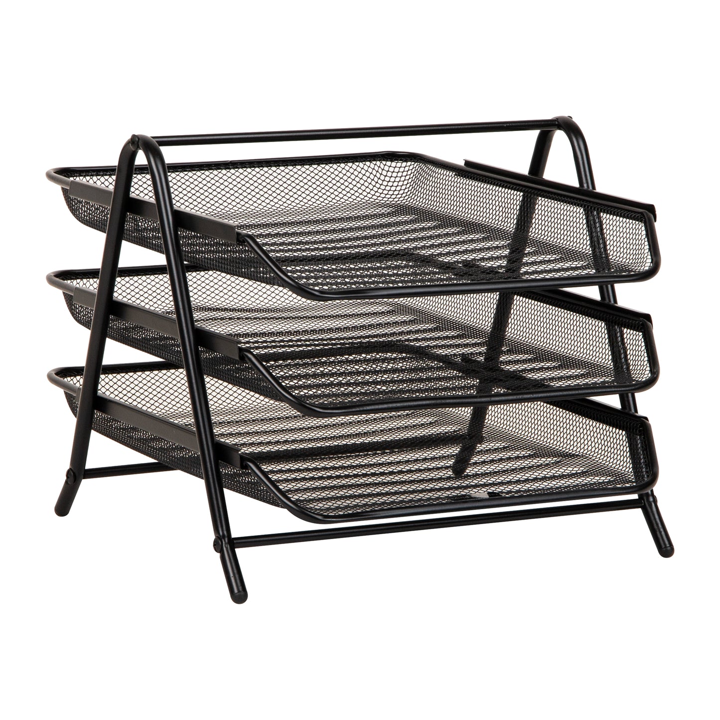 Mind Reader 3-Tier Paper Tray, Desktop Organizer, File Storage, Workspace, Office, Metal Mesh, 11.75"L x 13.75"W x 10"H