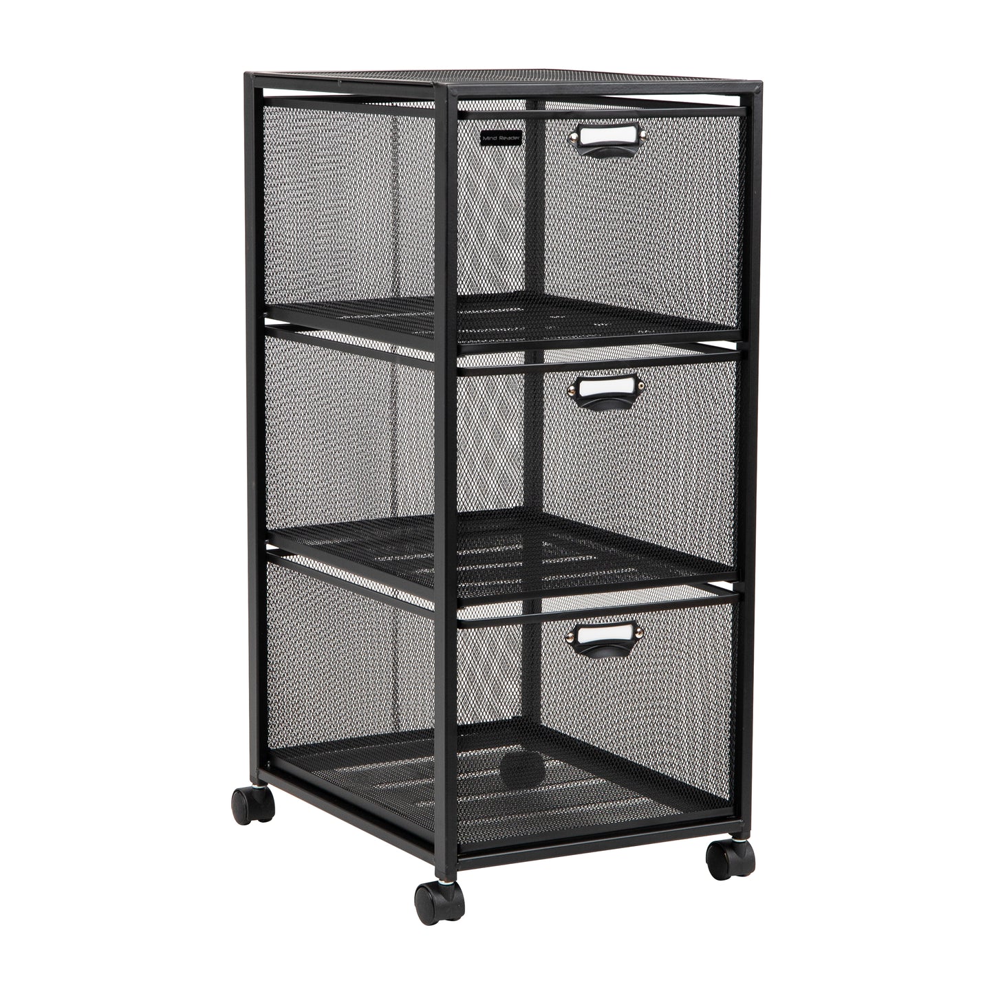 Mind Reader Multipurpose Cart with Drawers, Rolling Office Organizer and Storage Cabinet, Metal Mesh, Black