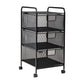 Mind Reader Rolling Storage Cart, Removable Drawers, Desk and Bathroom Organizer, Metal Mesh, 12.75"L x 13.25"W x 25"H, Black