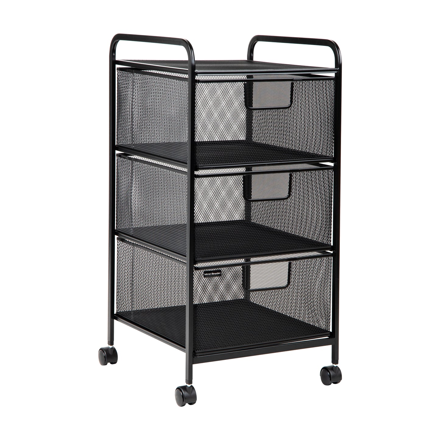 Mind Reader Rolling Storage Cart with Removable Drawers, Multi-Purpose Organizer for Office, Metal Mesh, Black