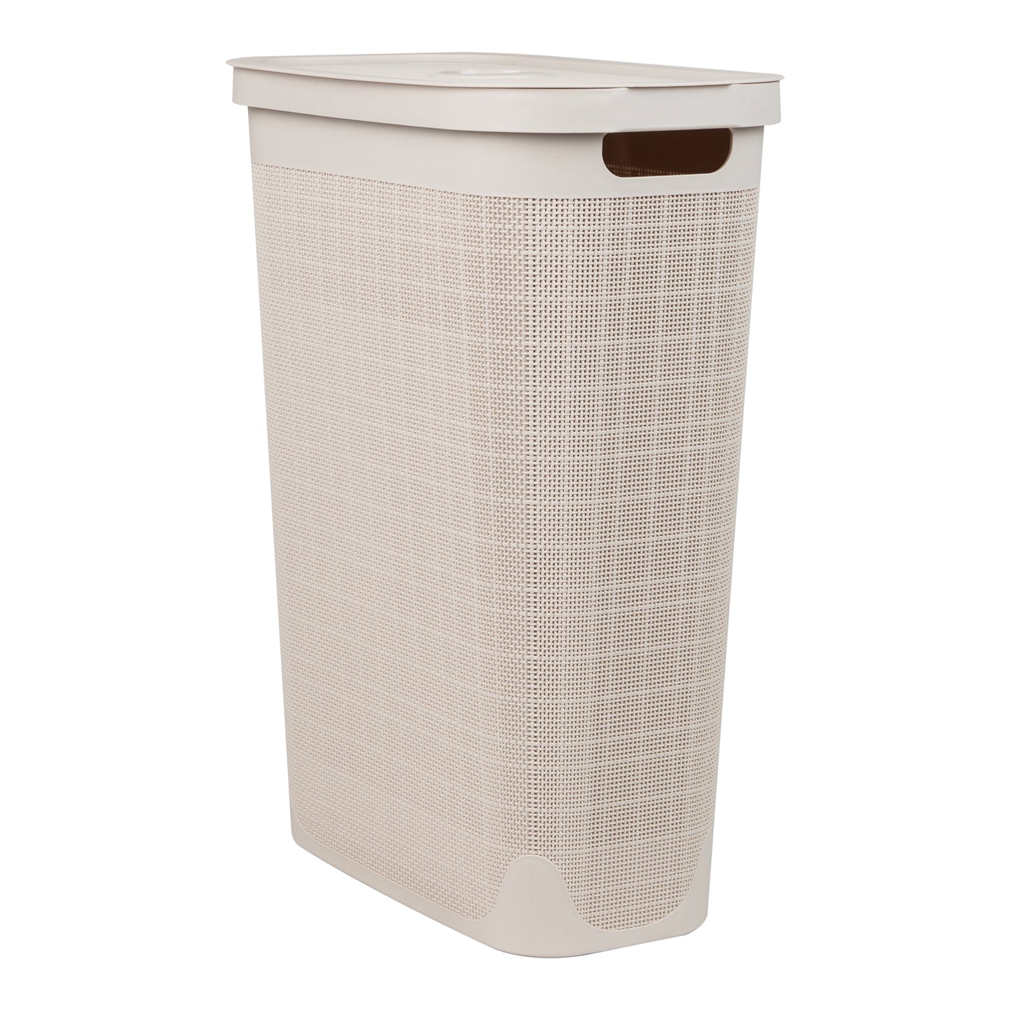 Mind Reader 40L Slim Laundry Hamper, Clothes Basket, Lid, Linen Design, Plastic, 18.5”L x 10.75”W x 23.5”H